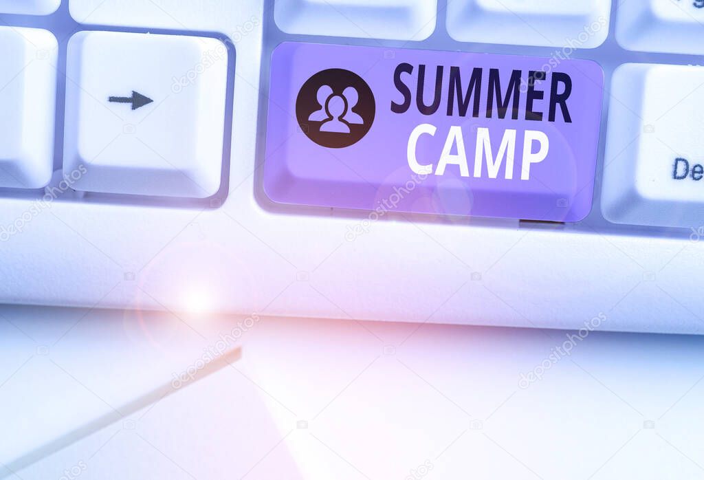 Text sign showing Summer Camp. Conceptual photo supervised program for children conducted during the summer.