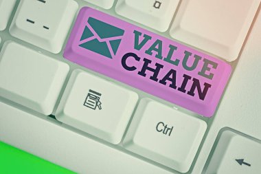 Word writing text Value Chain. Business concept for process or activities by which company adds value to an article.