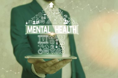 Ruh Sağlığını gösteren bir metin işareti. Kavramsal fotoğraf, psikolojik sağlıklarına ilişkin durumu gösteren.