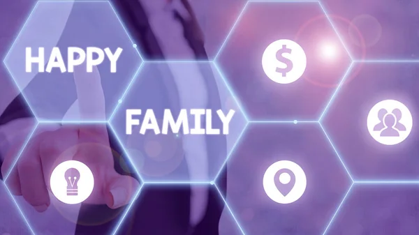 Segnale che mostra Happy Family. Concettuale foto membri della famiglia stare insieme trascorrere del tempo di qualità . — Foto Stock