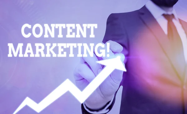 Schreiben Notiz zeigt Content Marketing. Business-Foto-Präsentation beinhaltet die Erstellung und Weitergabe von Online-Material. — Stockfoto
