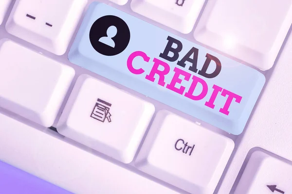 Conceptual hand writing showing Bad Credit. Business photo text inability of a demonstrating or company to repay a debt on time. — Stock Photo, Image