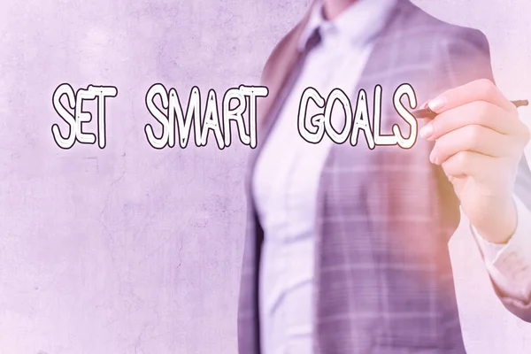 Conceptual hand writing showing Set Smart Goals. Business photo showcasing list to clarify your ideas focus efforts use time wisely. — Stock Photo, Image