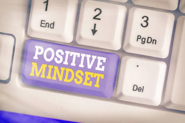 Text sign showing Positive Mindset. Conceptual photo mental attitude in wich you expect favorable results. — Stock Photo, Image