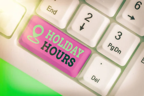 Sözcük yazarlığı, Holiday Hours. Esnek çalışma saatleri altında çalışanlar için fazla mesai konsepti. — Stok fotoğraf