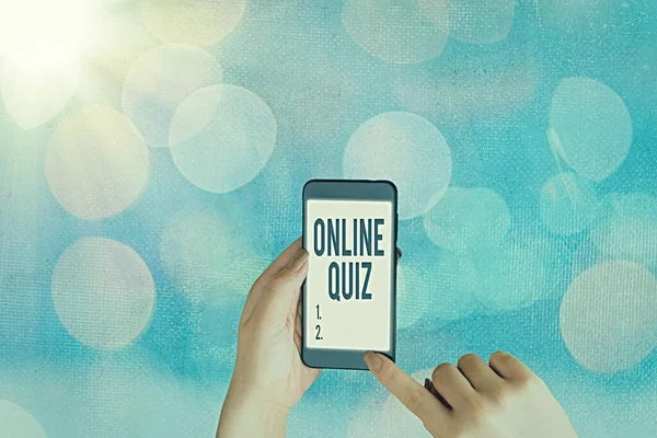 Handwriting text Online Quiz. Concept meaning game or a mind sport that are published on the Internet.