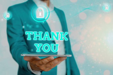 El yazısı. Teşekkür ederim. Bir hediye veya hizmet kabul ederken kullanılan kibar bir ifade anlamına gelir..