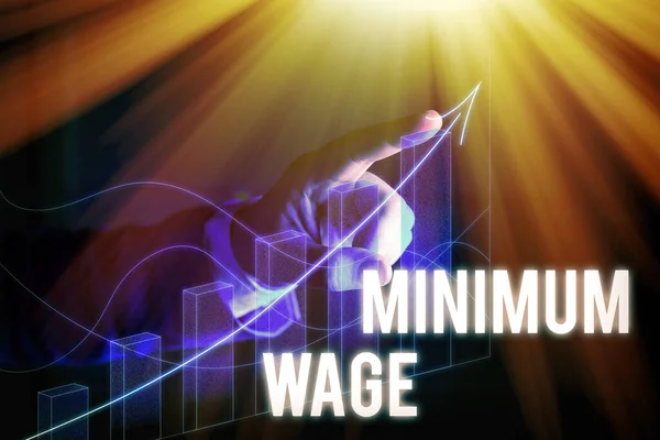 Texte textuel Salaire minimum. Concept d'entreprise pour le salaire le plus bas autorisé par la loi ou par un accord spécial . — Photo