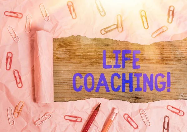 Textschild mit Life Coaching. Konzeptfoto Mitarbeiter, die helfen sollen, ihre Karriereziele zu erreichen. — Stockfoto