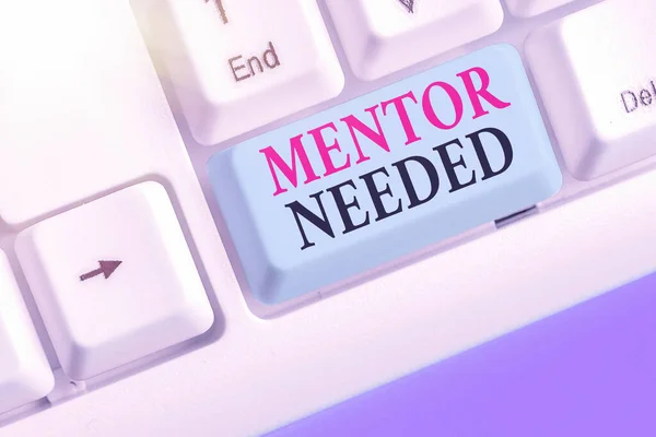 Word writing text Mentor Needed. Business concept for Employee training under senior assigned act as advisor.