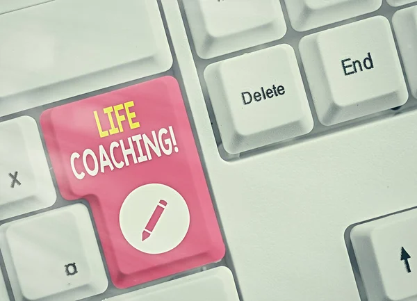 Textskylt som visar Life Coaching. Konceptuell bild Anställd för att hjälpa till att visa uppnå sina mål i karriären. — Stockfoto