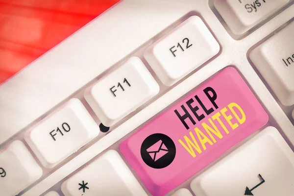 Znak tekstowy pokazujący Help Wanted. Zdjęcie koncepcyjne Ogłoszenie w gazecie, gdzie pracodawca szuka nowego pracownika. — Zdjęcie stockowe