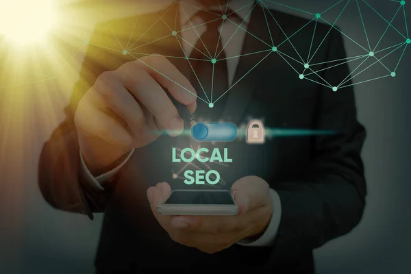 Text sign showing Local Seo. Conceptual photo helps businesses promote products and services to local customers. — Stock Photo, Image