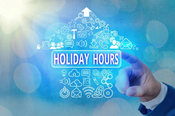Handwriting text writing Holiday Hours. Concept meaning employee receives twice their normal pay for all hours. — Stock Photo, Image