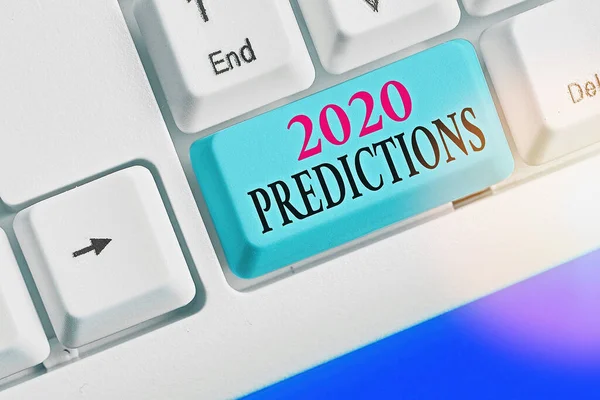 การเขียนข้อความ 2020 การคาดการณ์ แนวคิดทางธุรกิจสําหรับคําแถลงเกี่ยวกับสิ่งที่คุณคิดว่าจะเกิดขึ้นในปี 2020 . — ภาพถ่ายสต็อก