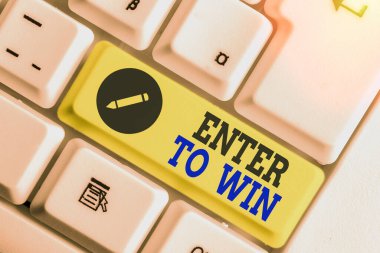 Enter To Win 'i gösteren metin işareti. Kavramsal fotoğraf ödül ya da kazanma şansı karşılığında bir şey takas ediyor..
