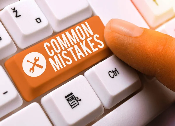 Text sign showing Common Mistakes. Conceptual photo actions that are often used interchangeably with error. — Stock Photo, Image