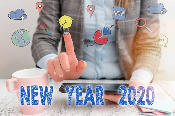 Szövegírás szöveg New Year 2020. Üzleti koncepció üdvözlésére Ünnepi Friss Kezdet A legjobb kívánságok. — Stock Fotó
