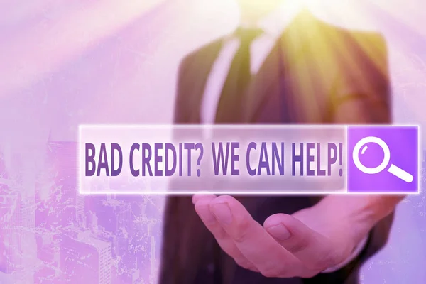 Conceptual hand writing showing Bad Credit Question We Can Help. Business photo text offering help after going for loan then rejected. — Stock Photo, Image