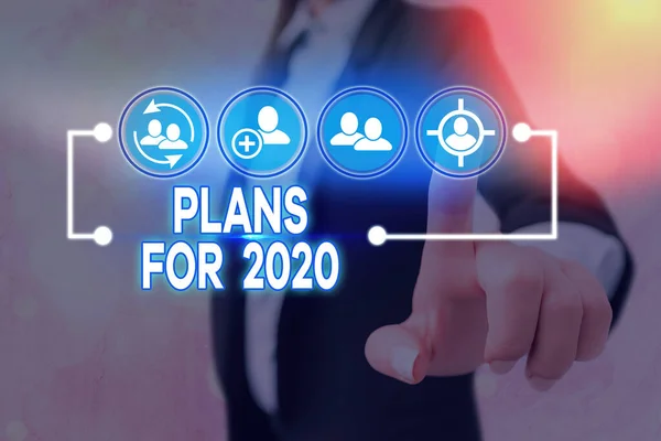 Conceptuele handschrift tonen Plannen voor 2020. Zakelijke foto presentatie van een intentie of beslissing over wat men gaat doen. — Stockfoto