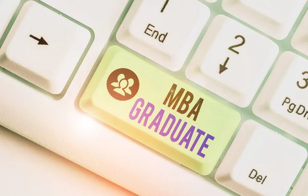 Text sign showing Mba Graduate. Conceptual photo masters is degree with specialization in business administration.