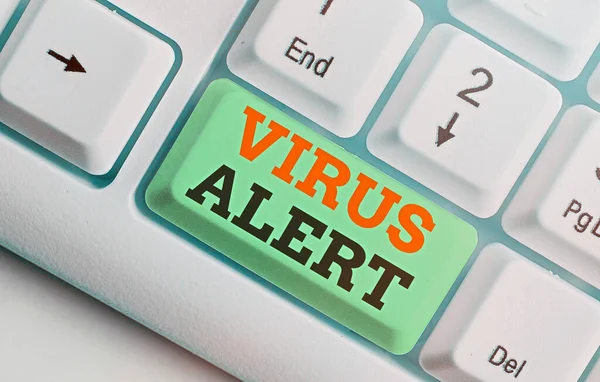 Scrittura concettuale mano che mostra Virus Alert. Business foto in mostra messaggio di avviso di una minaccia di virus informatici inesistente . — Foto Stock