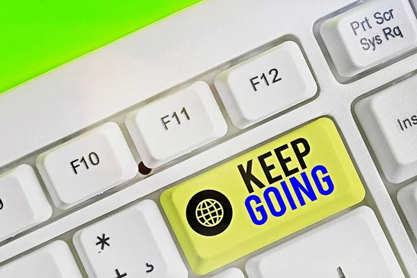 Text sign showing Keep Going. Conceptual photo make an effort to live normally when in a difficult situation.