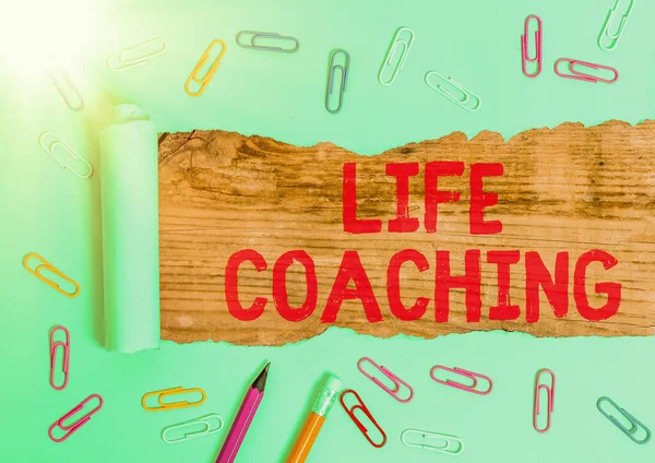 Texto de escrita de palavras Life Coaching. Conceito de negócio para demonstrar empregado para ajudar a mostrar atingir seus objetivos na carreira. — Fotografia de Stock