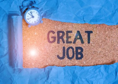 Büyük İş gösteren kavramsal el yazısı. İş fotoğraf metin çok iyi yapmış bir şey için birini öven kullanılır.