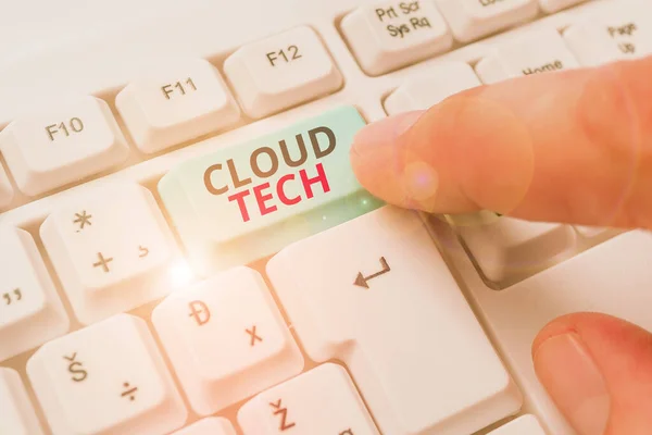 Conceptual hand writing showing Cloud Tech. Business photo showcasing storing and accessing data and programs over the Internet. — Stock Photo, Image