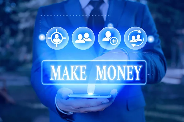 Conceptuele handschrift tonen Make Money. Zakelijke foto presentatie maken van een winst of geven van de mogelijkheid om een winst te maken. — Stockfoto
