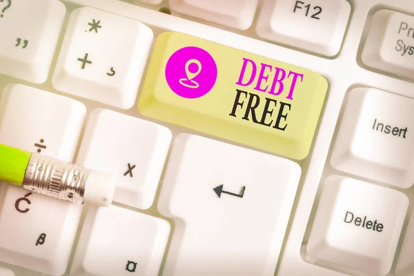 Word scrittura testo Debt Free. Concetto di business per non possedere alcun denaro a qualsiasi individuo o società . — Foto Stock