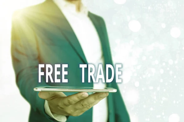 Text sign showing Free Trade. Conceptual photo international trade left to its natural course without tariffs.