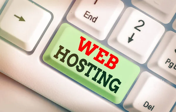 Conceptual hand writing showing Web Hosting. Business photo showcasing business of providing storage space and access for websites.