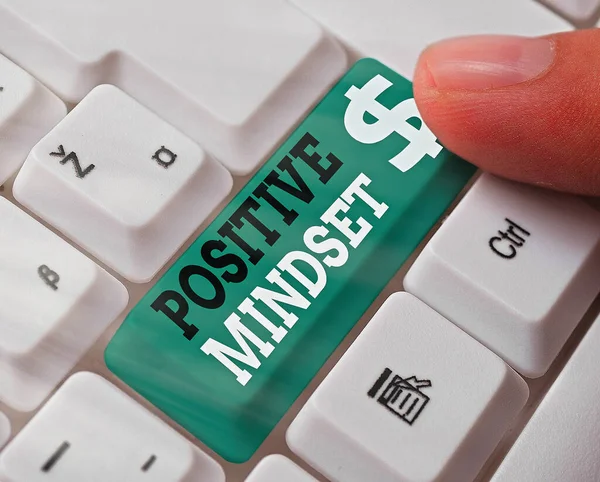 Word writing text Positive Mindset. Business concept for mental attitude in wich you expect favorable results. — Stock Photo, Image