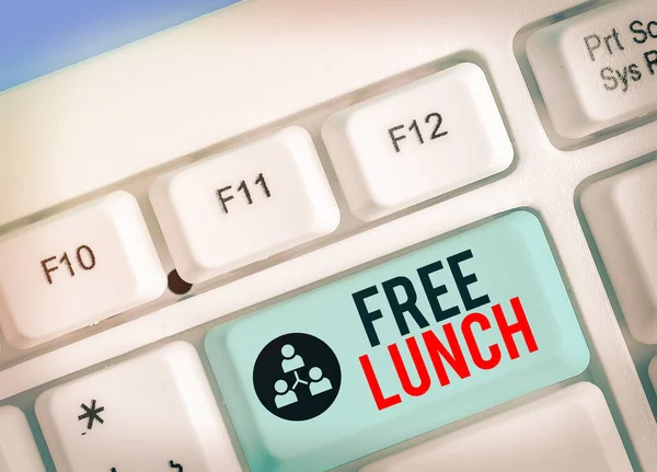 Word writing text Free Lunch. Business concept for something you get free that you usually have to work or pay for.