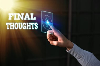 Kelime yazma metin Final Thoughts. Sonuç için iş kavramı veya sonuç içinde son birkaç cümle.