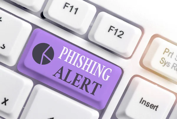 Handschriftlicher Phishing-Alarm. Konzept bedeutet bewusst betrügerischen Versuch, an sensible Informationen zu gelangen. — Stockfoto