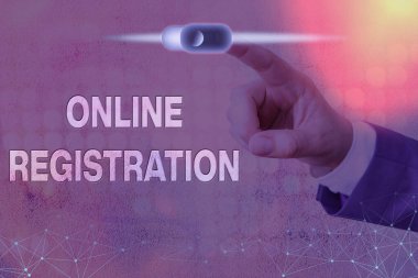 Kelime yazma metni çevrimiçi kayıt. İnternet üzerinden üye olmak ya da kayıt olmak için sistem konsepti.