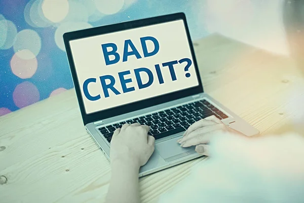 Ordskrivning text Bad Creditquestion. Affärsidé för oförmåga att återbetala en skuld i tid och i sin helhet. — Stockfoto