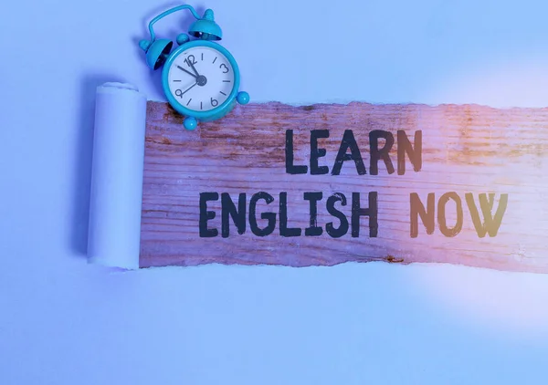 Conceptual hand writing showing Learn English Now. Business photo text gain or acquire knowledge and skill of english language. — Stock Photo, Image