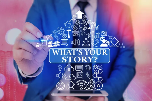 Handstilstextskrivande Vad är din Storyquestion. Begreppet mening sätt att fråga om tidigare livshändelser. — Stockfoto