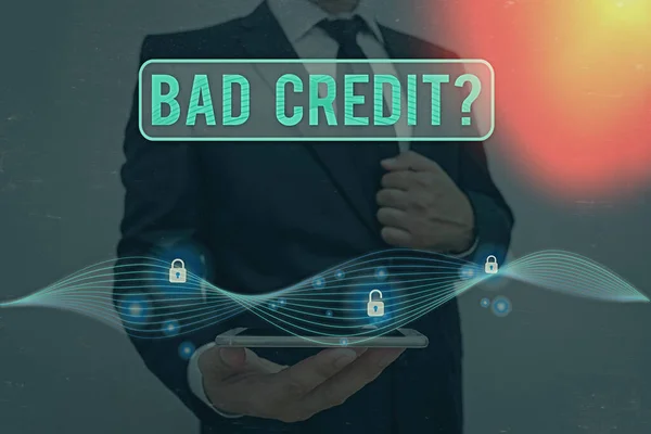 Writing note showing Bad Creditquestion. Business photo showcasing inability to repay a debt on time and in full. — Stock Photo, Image