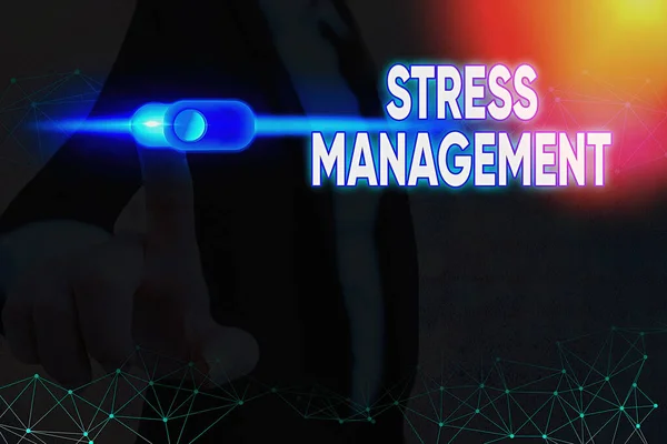 Handschrift tekst schrijven Stress Management. Concept betekent methode om stress en de effecten ervan te beperken door manieren te leren. — Stockfoto