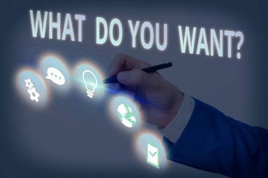 El yazısı, ne istiyorsun sorusu. Bir şey hakkında soru sormak için söylemek ya da yazmak anlamında kavram.