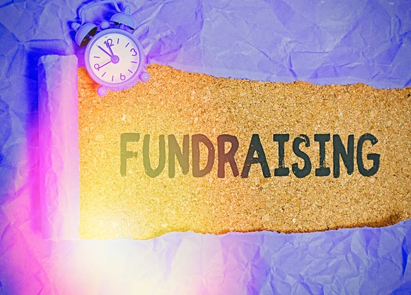 Text sign showing Fundraising. Conceptual photo act of collecting or producing money for a particular purpose. — 스톡 사진