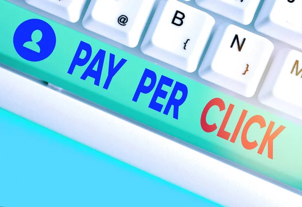 Writing note showing Pay Per Click. Business photo showcasing internet marketing in which payment is based on clickthroughs. — Stock Photo, Image