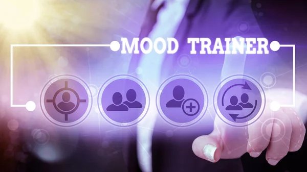 Textskylt som visar Mood Trainer. Konceptuell foto en demonstration som tränar för att lindra humörstörningar. — Stockfoto