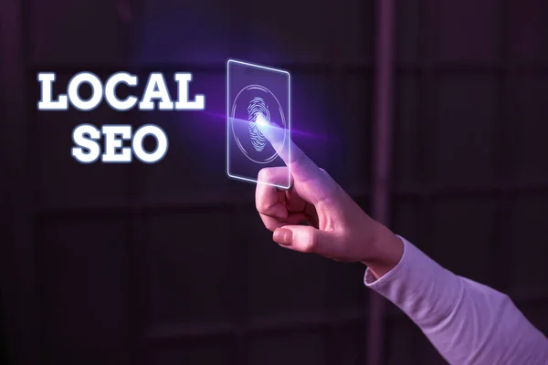 Texte d'écriture de mots Local Seo. Concept d'entreprise pour aider les entreprises à promouvoir les produits et services aux clients locaux . — Photo