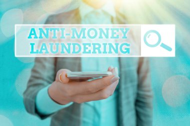 Anti Kara Para Aklama gösteren kavramsal el yazısı. İş fotoğraf vitrin düzenlemeleri yasadışı eylemler yoluyla gelir elde durdurmak.